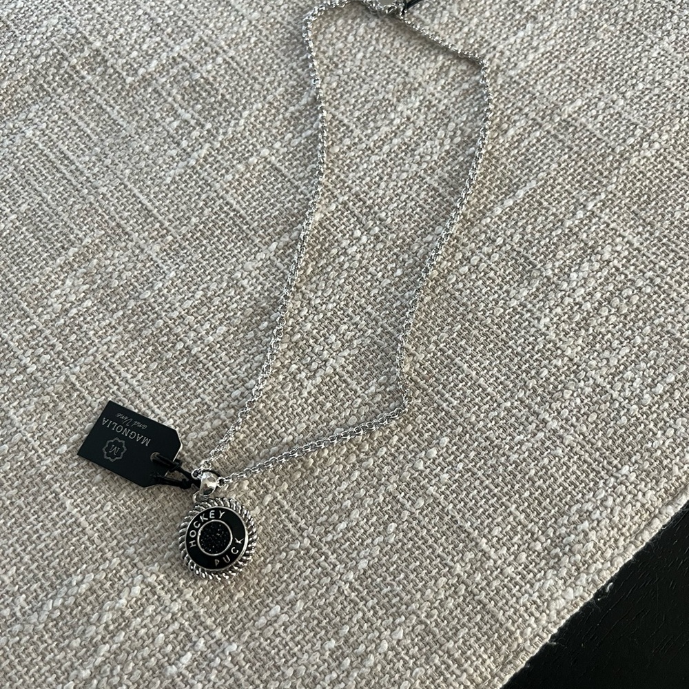 Magnolia and Vine hockey puck pendant necklace